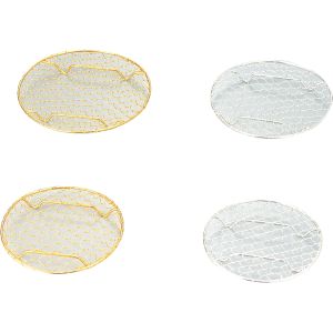 エムテートリマツ エムテートリマツ MT 18-8 手編 亀甲 足付 目皿 10.5cm 銀