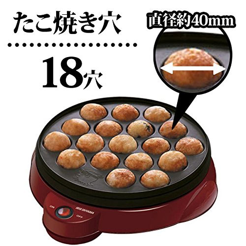  アイリスオーヤマ IRIS たこ焼きプレート ITY-18A-R レッド 18穴 1枚プレート たこ焼き器