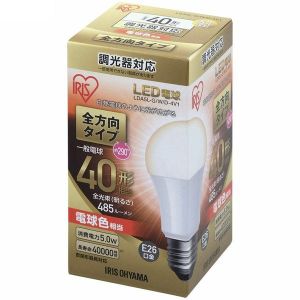 アイリスオーヤマ IRIS アイリスオーヤマ LDA5L-G/W/D-4V1 LED電球 E26 全方向 調光 40形相当 電球色