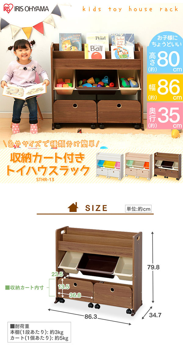  アイリスオーヤマ IRIS アイリスオーヤマ 収納カートトイハウスラック パステル STHR-13