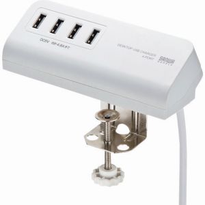 サンワサプライ SANWA SUPPLY クランプ式USB充電器(USB4ポート・ホワイト) ACA-IP50W