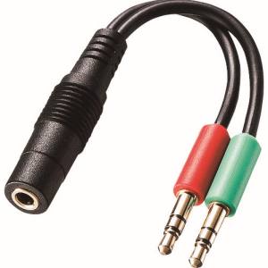 サンワサプライ SANWA SUPPLY ヘッドセット用変換アダプタケーブル(4極メス→3極オスx2) KM-A24-005