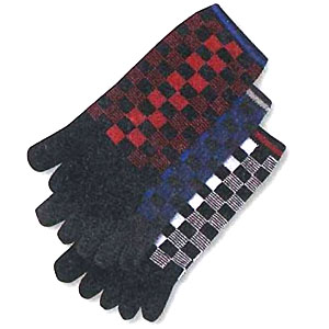 おたふく手袋 OTAFUKU おたふく手袋 S-442 ブロックチェック カラー (5本指) 3P アソート 色指定不可