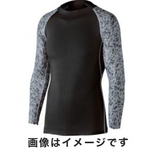 おたふく手袋 メール便1個対象 おたふく JW-623 冷感 消臭 パワーストレッチ 長袖 クルーネックシャツ ブラック×迷彩 Sサイズ