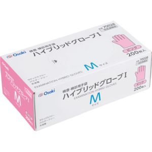 オオサキメディカル オオサキメディカル 70028 ハイブリッドグローブI M ピンク 200枚入 