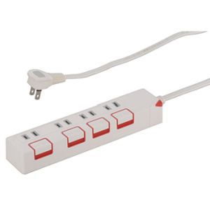 オーム電機 OHM オーム電機 押しボタンスイッチ付き 節電タップ 4個口 2.5m 00-1178 HS-T1178W