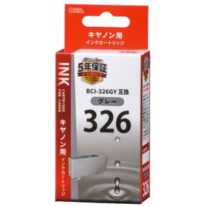 オーム電機 OHM オーム電機 キヤノン互換 BCI-326GY 染料グレー 01-4156 INK-C326B-GY