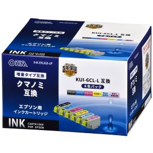 オーム電機 OHM オーム電機 INK-EKUILB-6P エプソン互換 クマノミ 増量タイプ 6色パック 01-4319