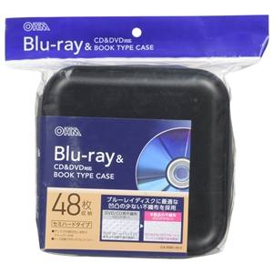 オーム電機 OHM オーム電機 OA-RBRC48-K Blu-ray&CD&DVD対応ブックタイプケース セミハード 48枚収納 ブラック