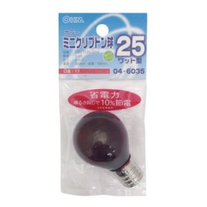 オーム電機 OHM オーム電機 LB-S3725K-CR カラーミニクリプトン球 25形相当 S-35 E17 レッド 04-6035