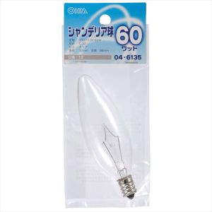 オーム電機 OHM オーム電機 シャンデリア球 60W E12 クリア 04-6135 LB-C2260-C