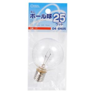 オーム電機 OHM オーム電機 ミニボール球 G50型 E17/25W クリア LB-G5725-C 04-6405