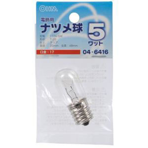 オーム電機 OHM オーム電機 ナツメ球 E17/5W クリア LB-T0705-C 04-6416