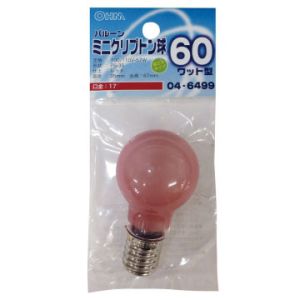 オーム電機 OHM オーム電機 ミニクリプトン球 60形相当 PS-35 バルーン E17 レッド LB-PS3760K-BR 04-6499