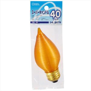 オーム電機 OHM オーム電機 スーパーキャンドル 40W E26 アンバー糸巻き 04-9479 LB-C4640-AN