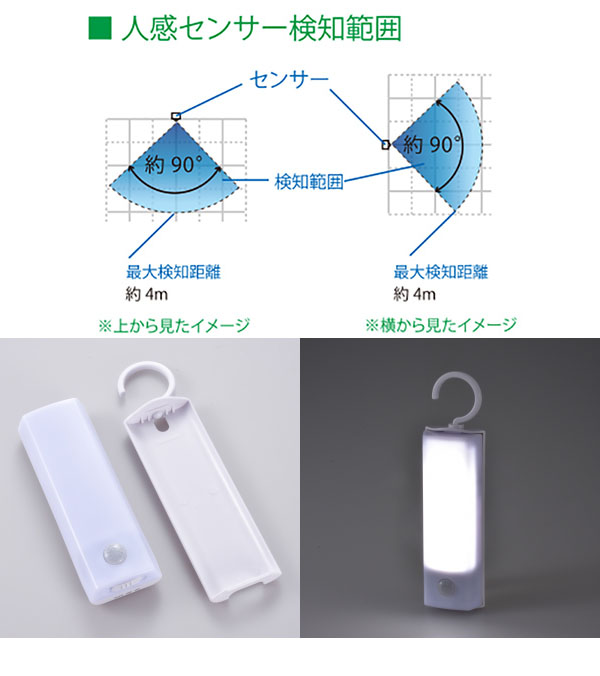  オーム電機 OHM オーム電機 NIT-BLA6JF-WN LEDセンサーライト ハンガー付 人感 明暗 06-0133