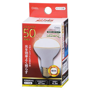 オーム電機 OHM オーム電機 LDR4L-W-E17 A9 LED電球 ミニレフランプ形 50形相当 E17 電球色 06-0769