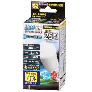 オーム電機 OHM オーム電機 LED電球 ミニクリプトン形 E17 25形相当 昼白色 防雨 06-1876 LDA3N-G-E17/D G11