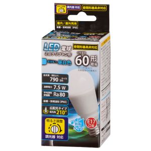 オーム電機 OHM オーム電機 LED電球 ミニクリプトン形 E17 60形相当 昼白色 防雨 06-1880 LDA8N-G-E17/D H11