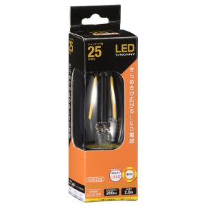 オーム電機 OHM オーム電機 LED電球 フィラメント シャンデリア形 E26 25形相当 06-3468 LDC2L C6