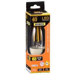 オーム電機 OHM オーム電機 LED電球 フィラメント シャンデリア形 E17 40形相当 調光器対応 06-3486 LDC4L-E17/D C6