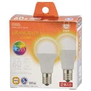 オーム電機 OHM オーム電機 LDA6L-G-E17 RA 2P LED電球小形E17 60形相当 電球色 2個入 06-5566