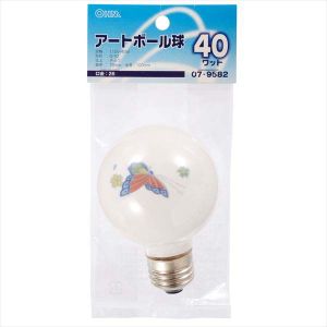 オーム電機 OHM オーム電機 アートボール球 E26/40W チョウ 07-9582 LB-G7240-CH