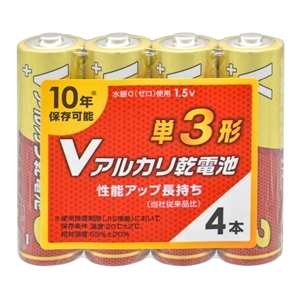 オーム電機 OHM オーム電機 LR6VS4P Vアルカリ乾電池 単3形 4本パック 08-4124