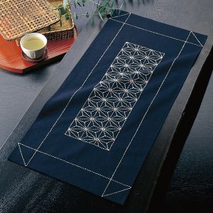 オリムパス オリムパス 刺し子キット テーブルセンター 紺 170