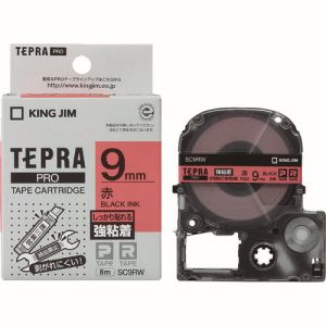 キングジム KING JIM キングジム SC9RW テプラ PROテープ 強粘着タイプ赤 黒文字