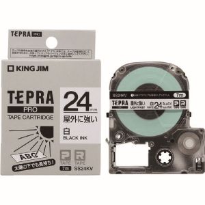 キングジム KING JIM キングジム SS24KV テプラ PROテープ 屋外に強いラベル 白/黒文字
