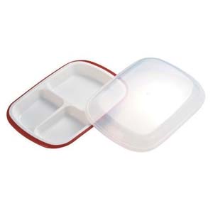 小森樹脂 小森樹脂 楽弁 フタ付ランチプレート 角 朱