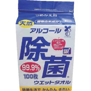 コーヨー化成 コーヨー化成 00-1277 天然アルコール除菌ウエットタオル 詰替用100枚