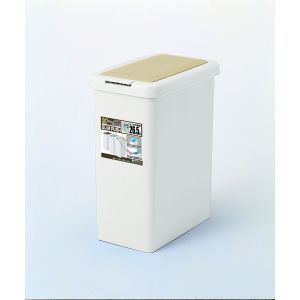 サンコープラスチック サンコープラスチック フタ付きゴミ箱 スリムプッシュ 26.5L ライトベージュ 3027