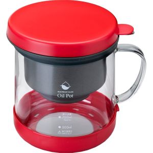 高木金属工業 高木金属工業 耐熱ガラス製 活性炭油ろ過ポット W レッド KWP-GN