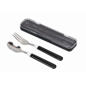 パール金属 パール金属 ホームレーベル2 スプーン&フォーク ケース付 ブラック D-6730