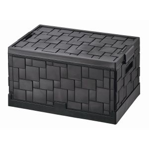 パール金属 パール金属 タイル調 折りたたみ収納BOX 55L ブラック N-7868