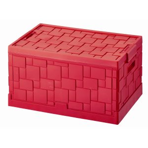 パール金属 パール金属 タイル調 折りたたみ収納BOX 55L レッド N-7870