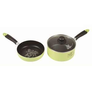 パール金属 ディズニー ふっ素加工IH対応鍋・フライパン・ガラス蓋3点セット18cm(チップ&デール/バッジ) WD-9068