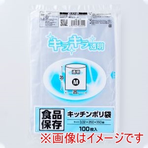 プラテック PLATEC プラテック キッチン ポリ袋 M 透明 100枚入 L-25