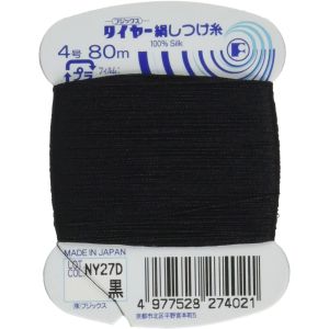 フジックス FUJIX フジックス タイヤー 絹 しつけ糸 カード巻 4号 80m カラー 402 黒 FK27-402
