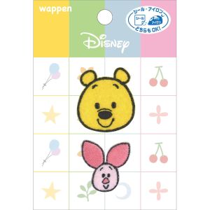 パイオニア パイオニア ディズニー ワッペン くまのプーさん プー ピグレット 各1枚入り シール アイロン 接着 両用 MY5505-MY508