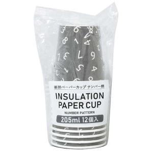 まるき まるき 断熱ペーパーカップナンバー柄 205mL 12個