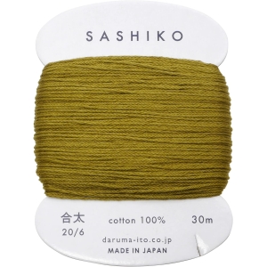 横田 ダルマ ダルマ 刺し子糸 合太 カード巻 約30m Col.228 うぐいす 横田 DARUMA