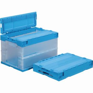 サンコー 三甲 サンコー SKSO-L51B-L TMBLL 蓋一体型折りたたみコンテナー 559860 サンクレットオリコン 透明ライトブルー メーカー直送 代引不可 北海道沖縄離島不可