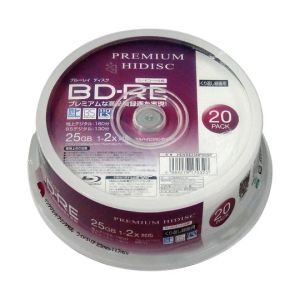 ハイディスク HI DISC HDVBE25NP20SP HIDISC 録画用BD-RE 25GB 2倍速 インクジェットプリンタ対応 スピンドルケース20枚