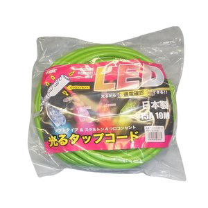 フジマック FUJIMAC フジマック 光るタップコード ソフトタイプ　スケルトン4ッ口コンセント 15A 10M HE-1510-GR