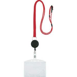 トラスコ TRUSCO トラスコ TNH-H-R ストラップ付リールクリップ名札 ハード 2枚収納 赤 TRUSCO