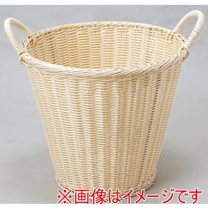 萬洋 MANYO 萬洋 91-121S 樹脂深型バスケット手付ホワイト 小 ステンレス枠付