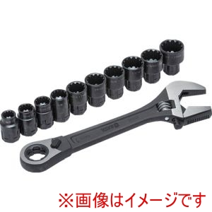 SATA SATA ST09000 調整可能コンビネーションモンキーレンチソケットセット 黒 11点 